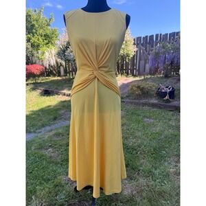RALPH LAUREN Womens Yellow Zippered Twist Front Sleeveless DRESS SIZE 4 NWT